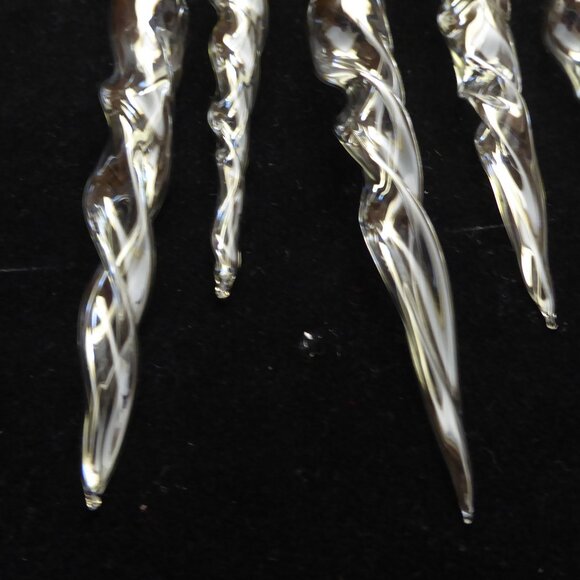 NEW 6” VINTAGE CHRISTMAS BLOWN CLEAR GLASS TWISTING ICICLE ORNAMENT LOT OF 10 - Picture 4 of 12